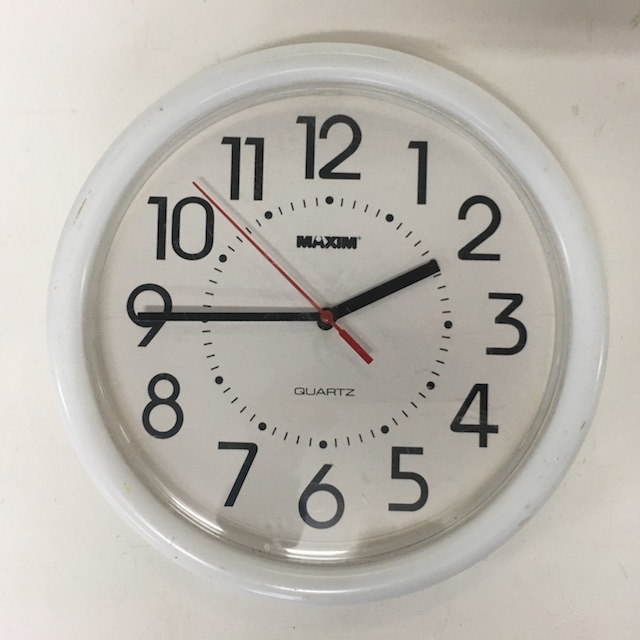 CLOCK, Wall Mount - White Maxim Quartz ( WORKING )